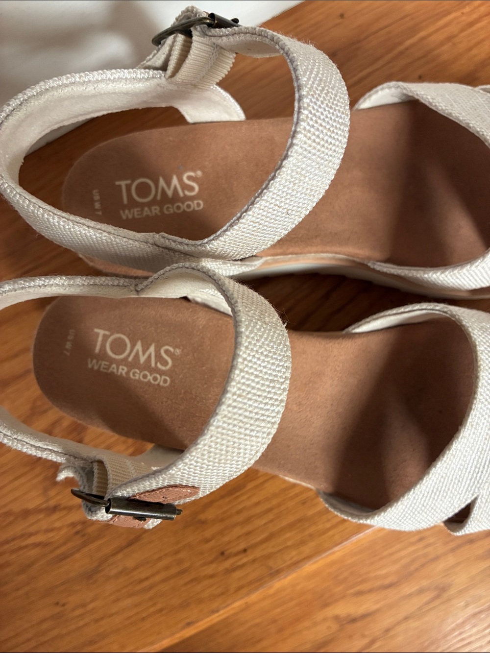 Toms Louisa Platform Espadrille Wedge Sandals, White/Cream, Size 7 - Picture 5 of 8